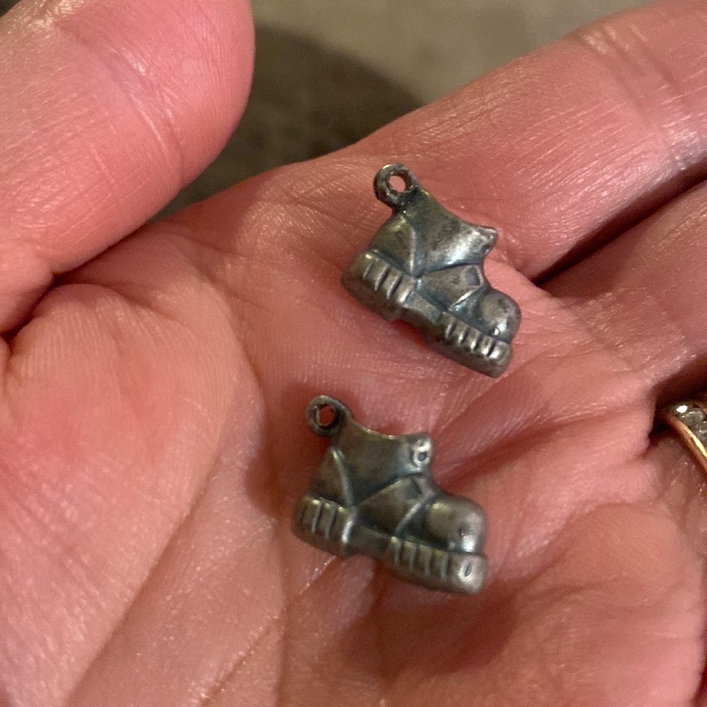 Pair of little metal boots/shoes- charms - adorable